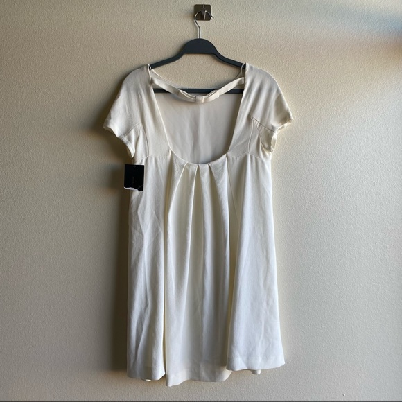 Zara Basics White Bow Detail Shift Dress NWT Sz Small - Picture 3 of 13